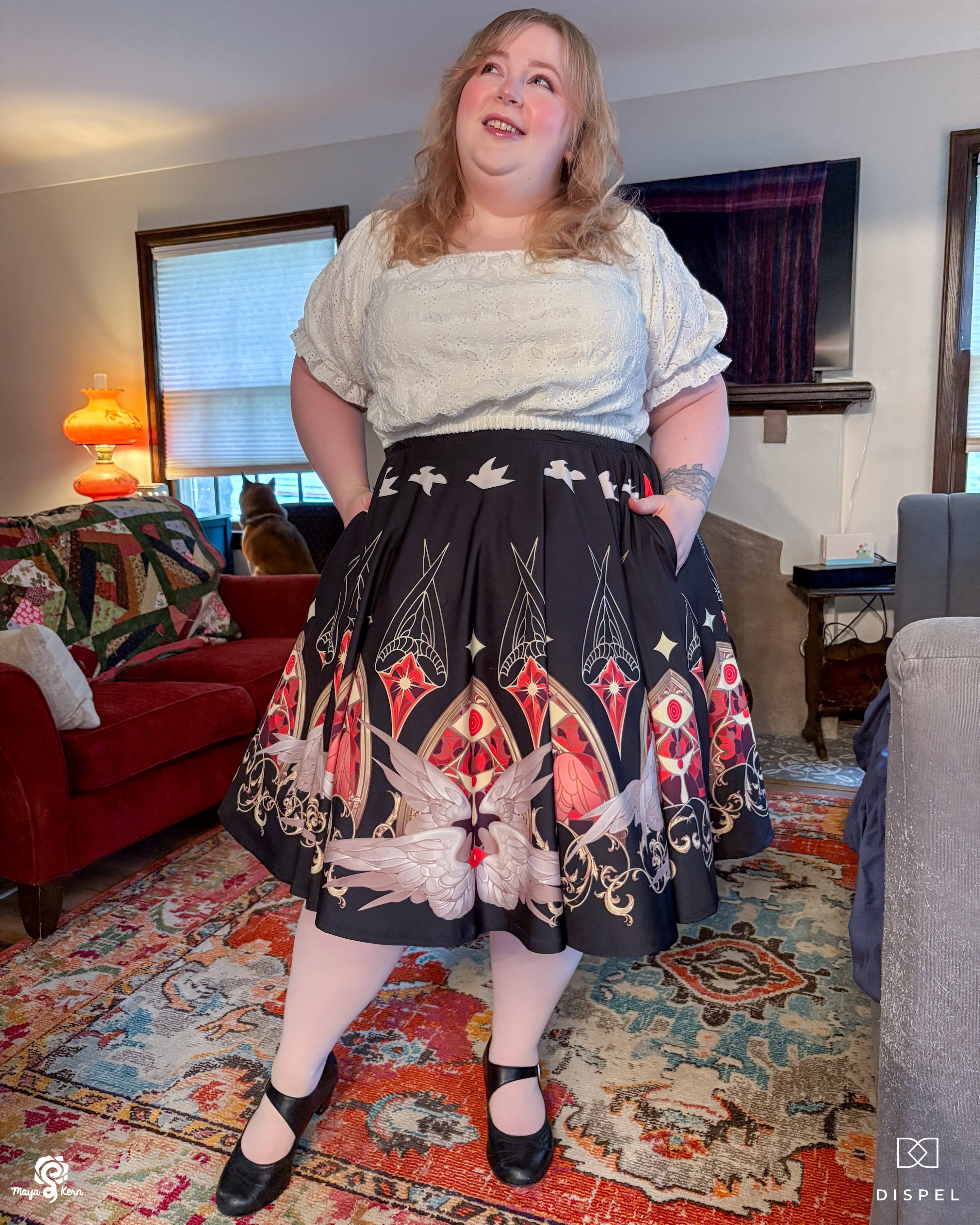COLLAB: Dispel Dice Be Not Afraid Midi Skirt