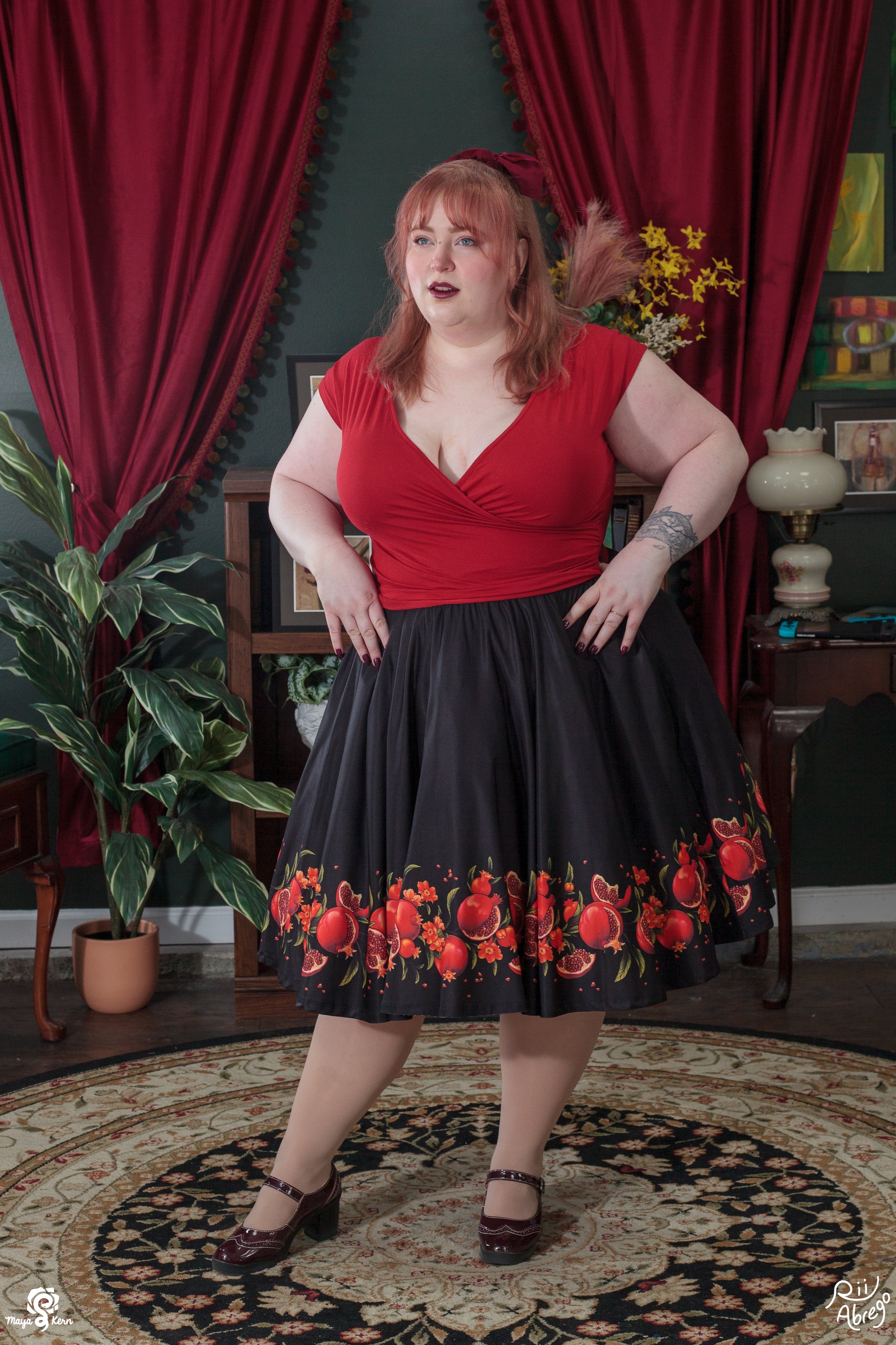 COLLAB: Rii Abrego Pomegranate Midi Skirt
