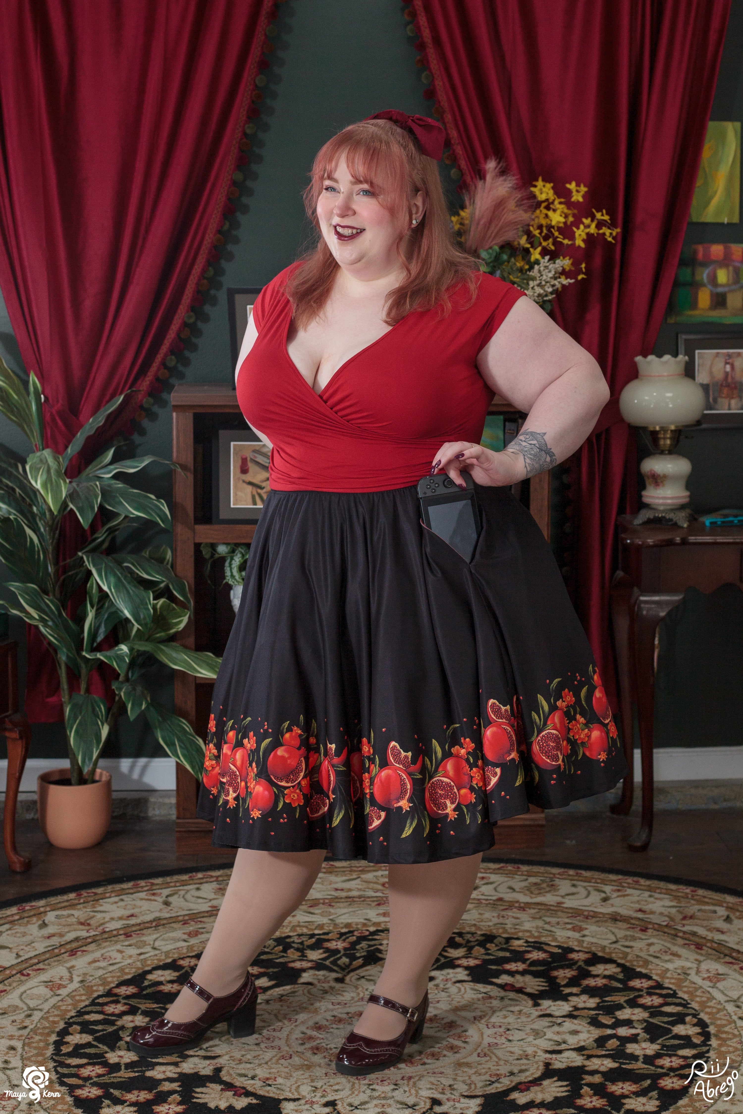 COLLAB: Rii Abrego Pomegranate Midi Skirt
