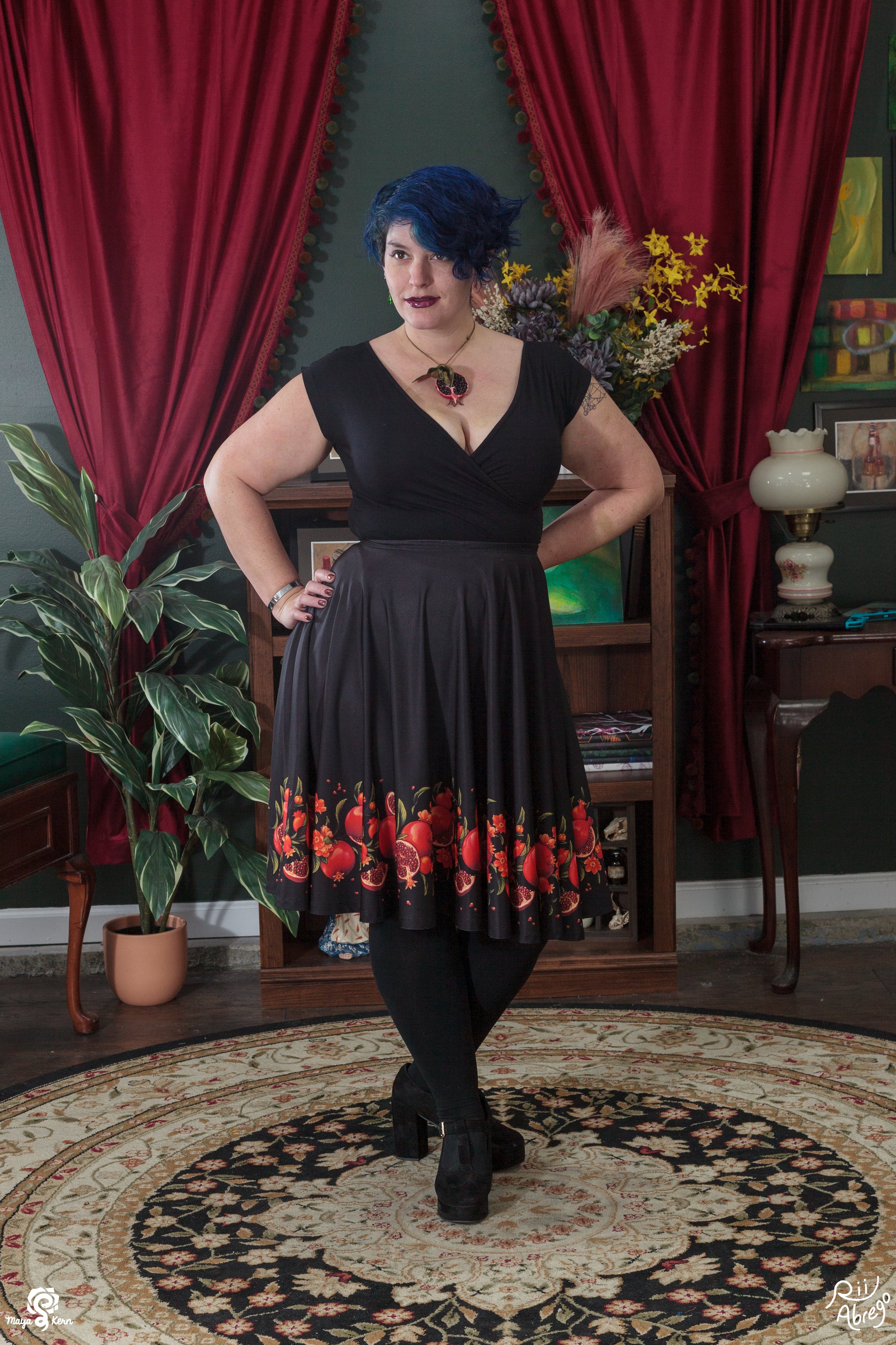 COLLAB: Rii Abrego Pomegranate Midi Skirt