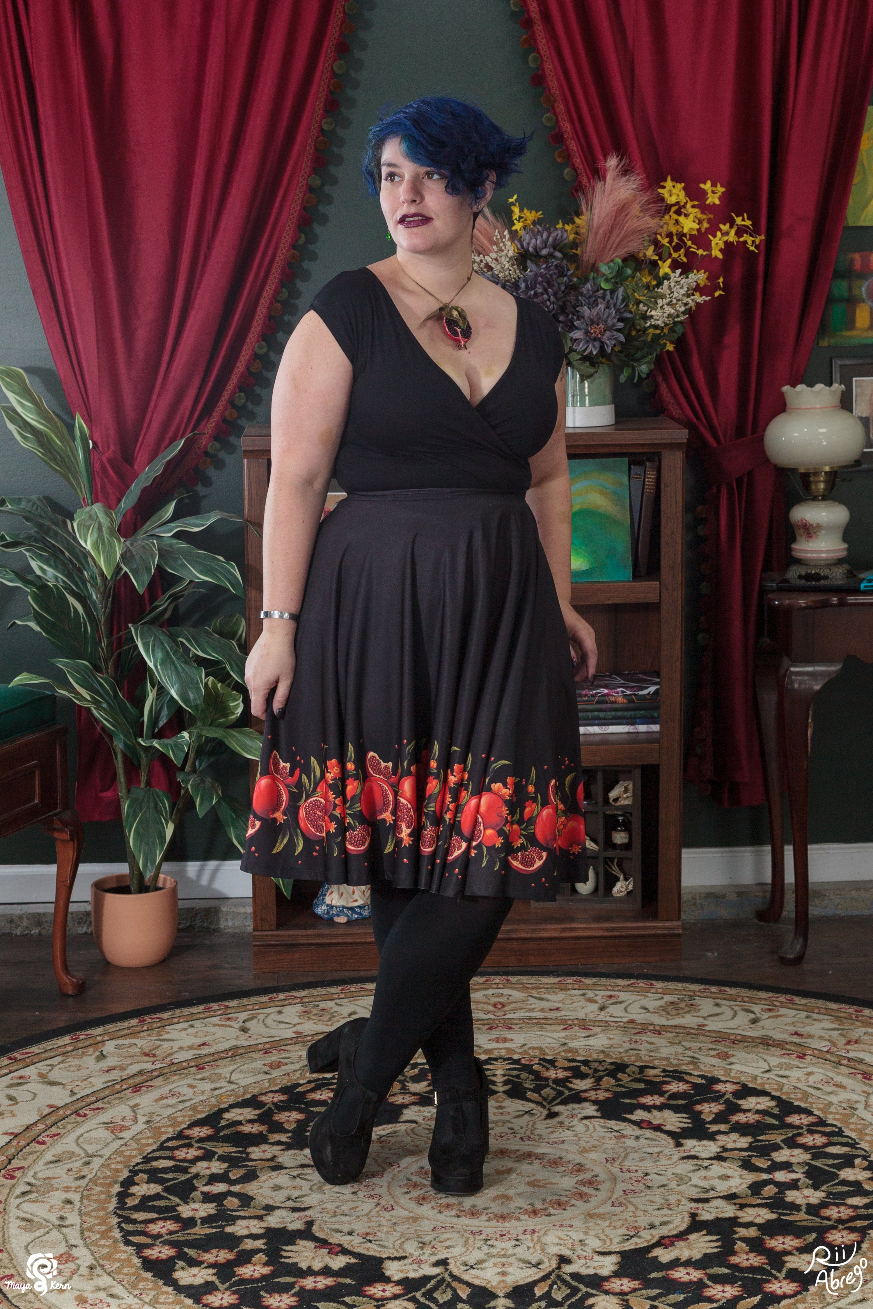 COLLAB: Rii Abrego Pomegranate Midi Skirt