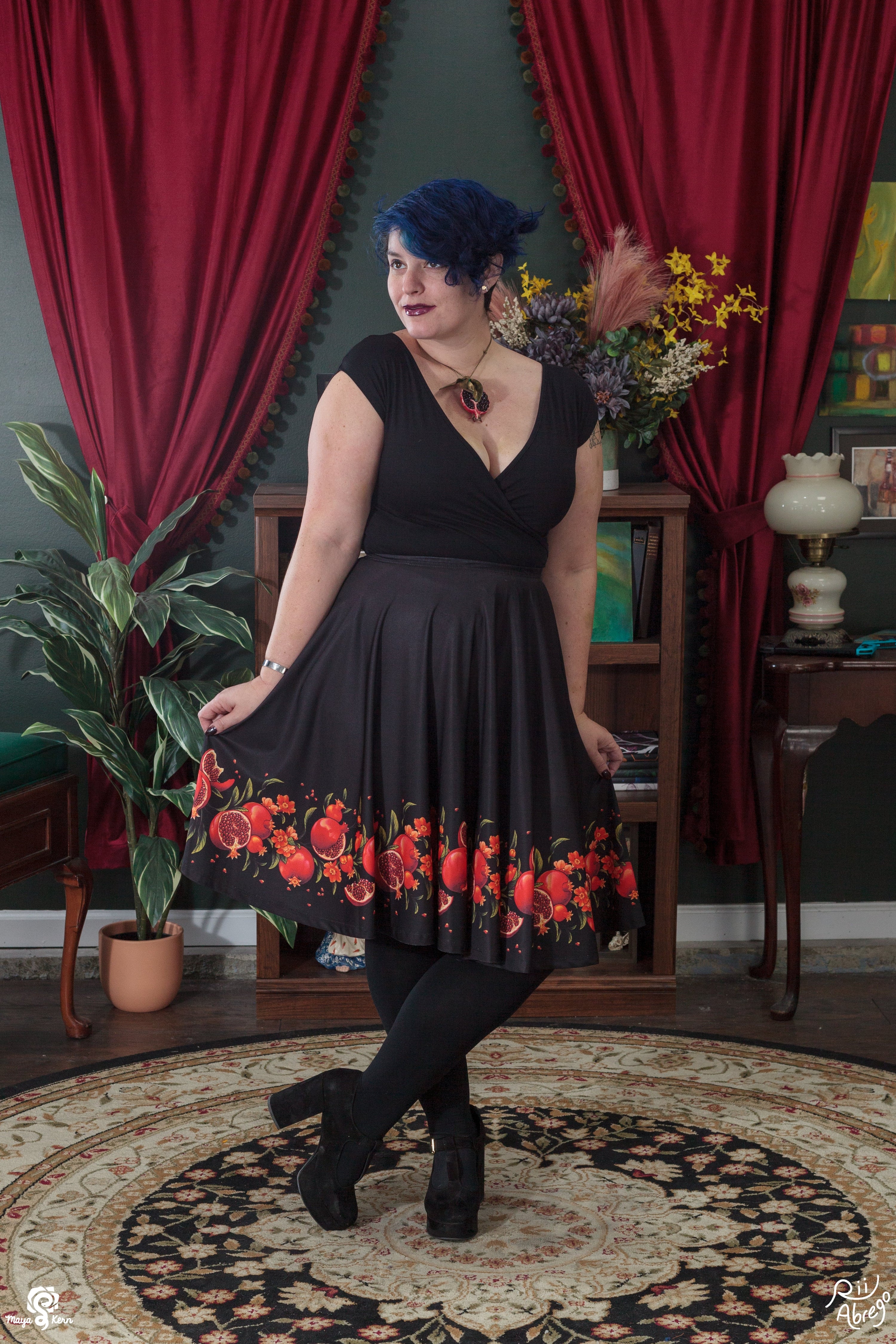 COLLAB: Rii Abrego Pomegranate Midi Skirt