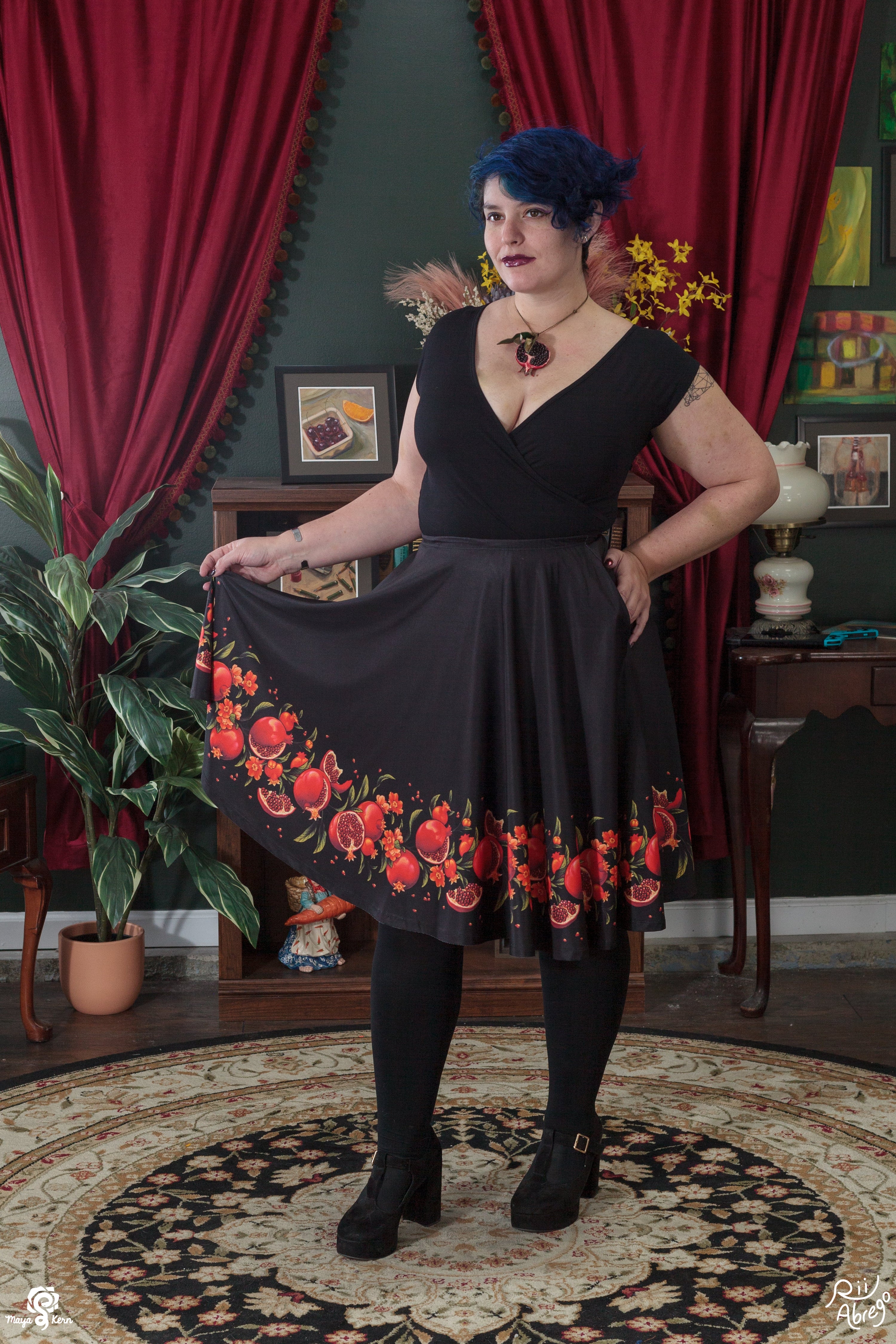 COLLAB: Rii Abrego Pomegranate Midi Skirt