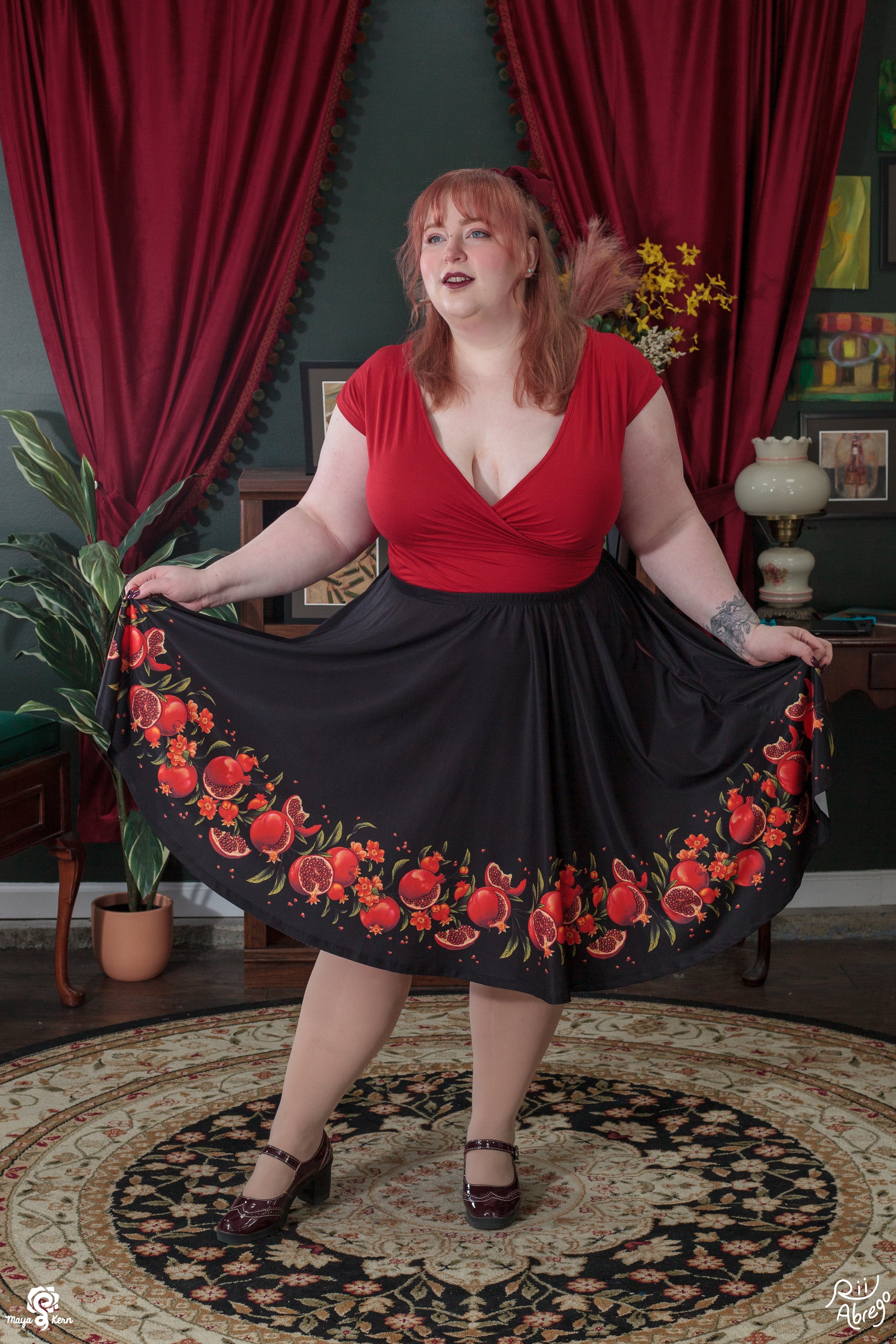 COLLAB: Rii Abrego Pomegranate Midi Skirt