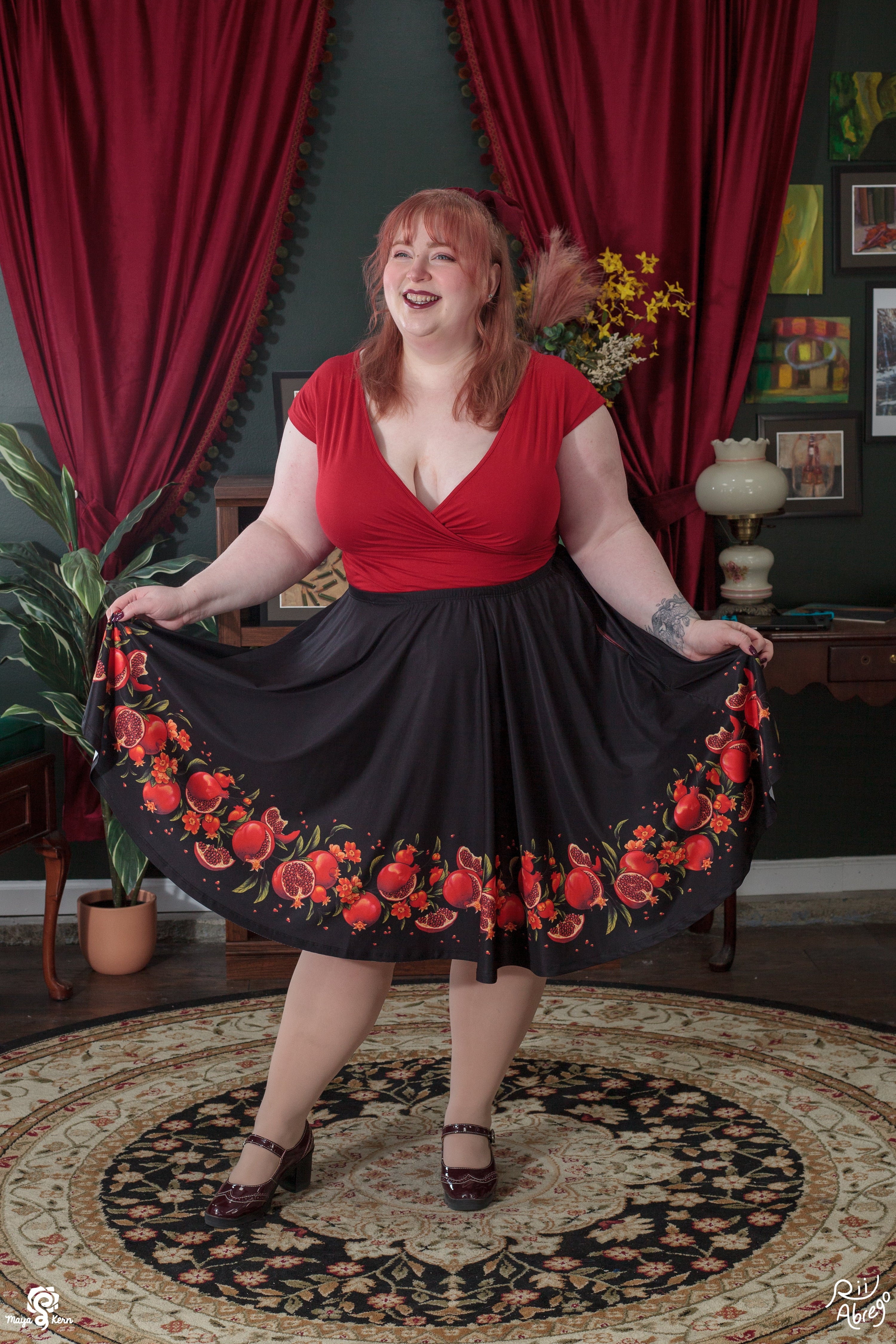 COLLAB: Rii Abrego Pomegranate Midi Skirt