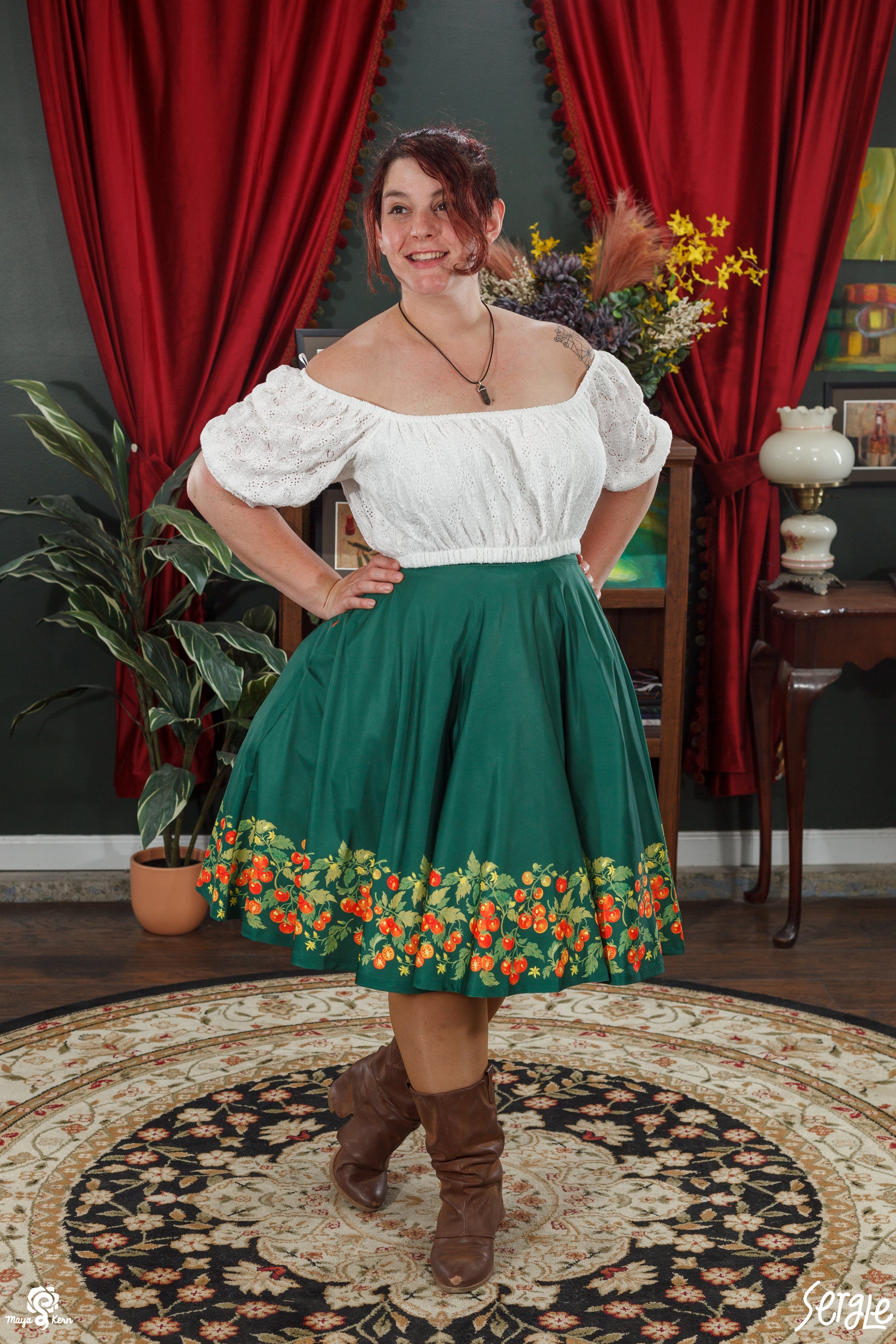 COLLAB: Sergle Cherry Tomato Midi Skirt