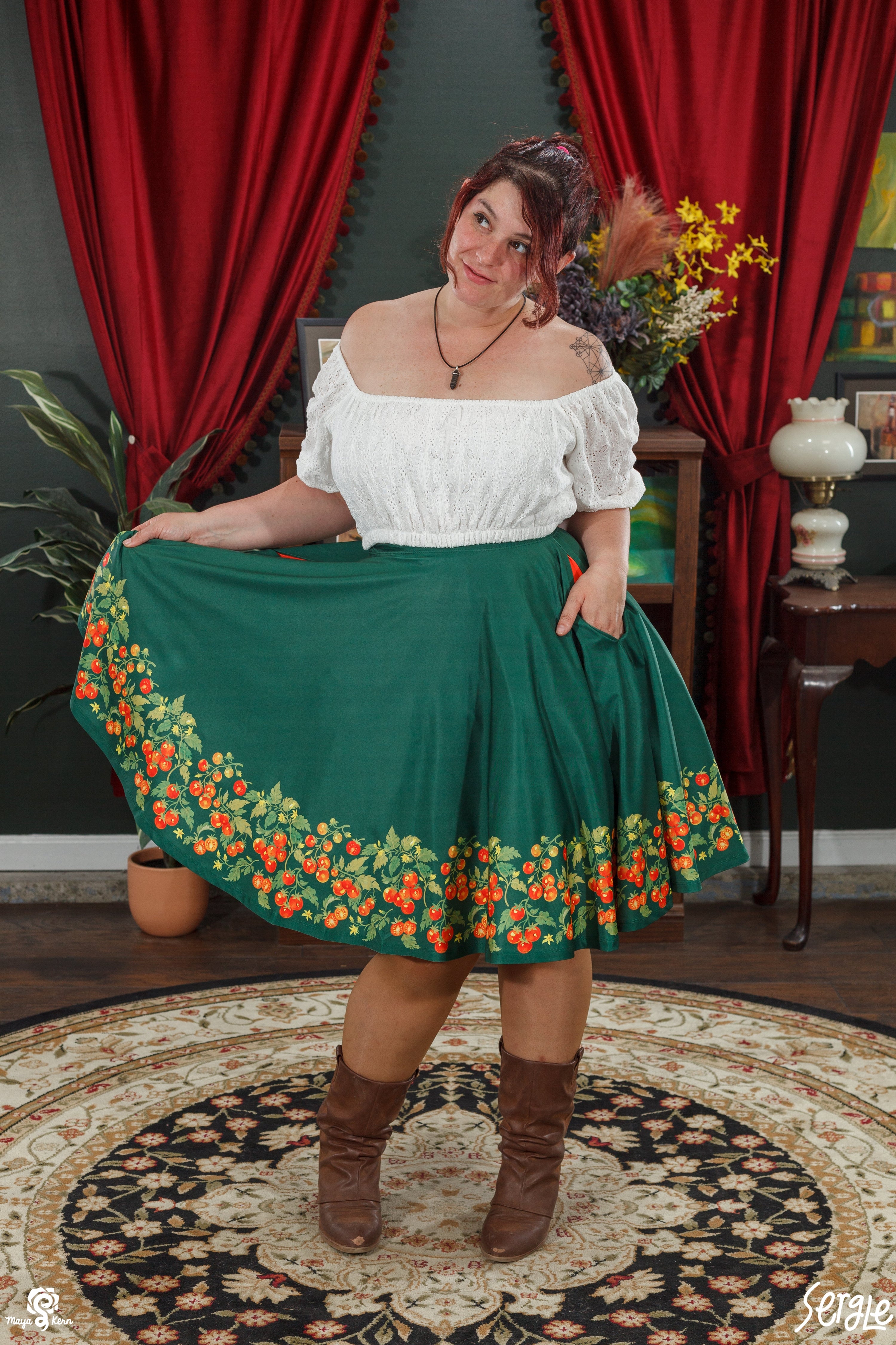 COLLAB: Sergle Cherry Tomato Midi Skirt
