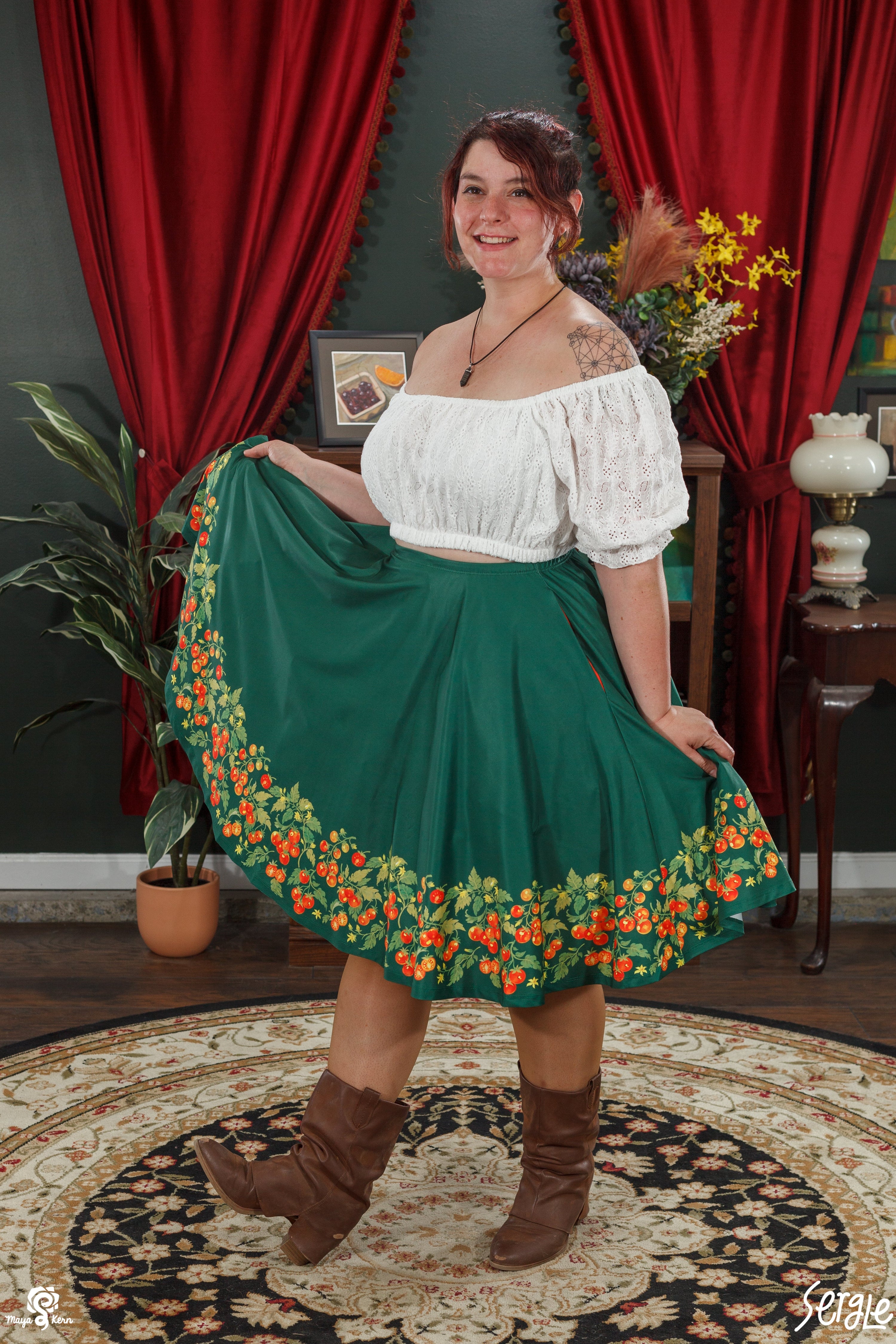 COLLAB: Sergle Cherry Tomato Midi Skirt