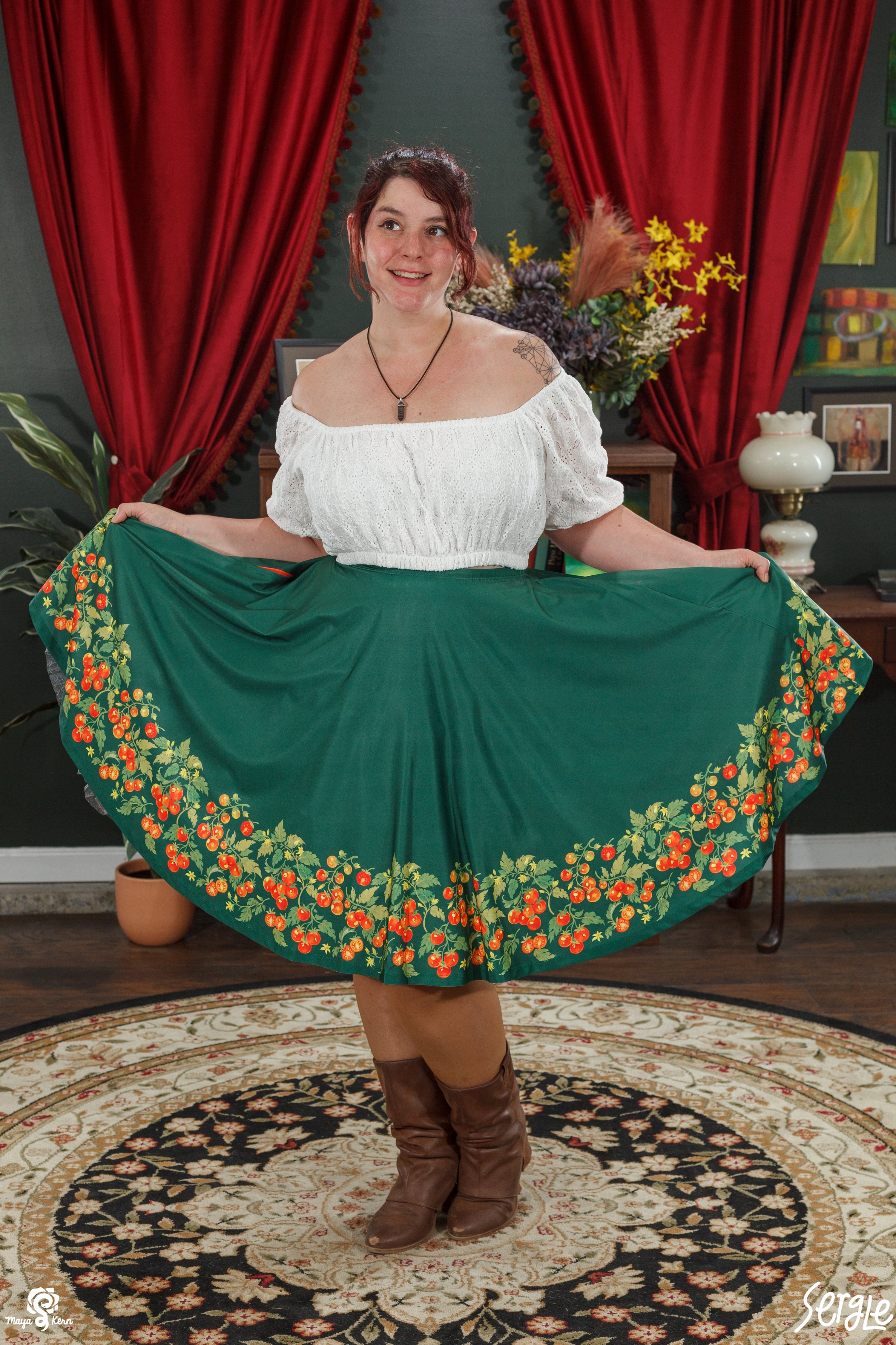 COLLAB: Sergle Cherry Tomato Midi Skirt